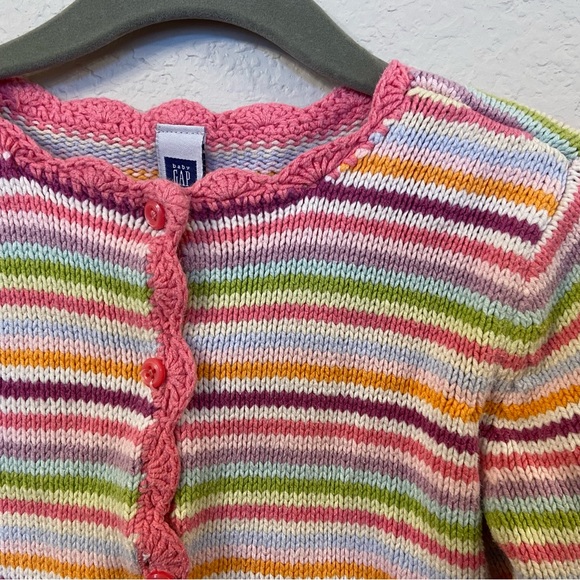 Baby Gap Kids Rainbow Stripe Cardigan Sweater Pink size 5 years - Picture 2 of 7